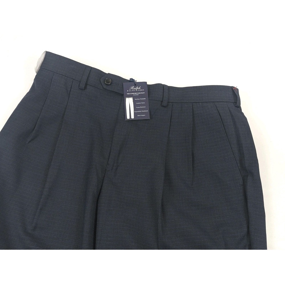 Ralph Lauren Mens Comfort Flex Pleated Dress Pants Blue 34W x 32L
